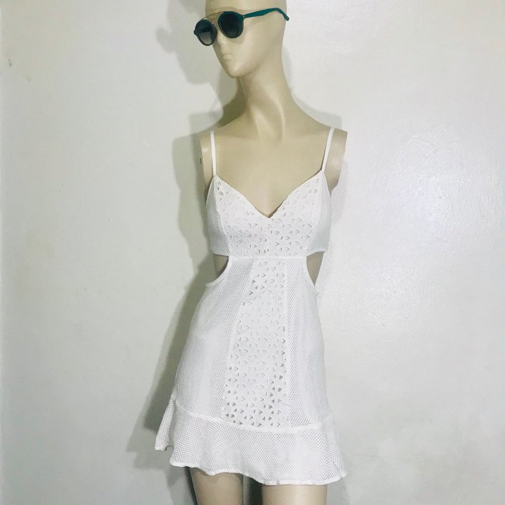 Chic Sexy Mixed Pattern White Eyelet Dress NWOT